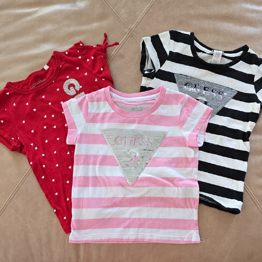 Guess Kids T-Shirt Trio - Red, Pink, Black